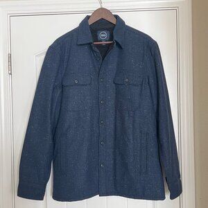 Men's Navy Nordstrom 1901 Wool-Blend Sherpa-Lined Shirt Jacket Size L NWOT